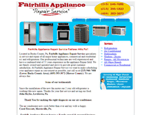Tablet Screenshot of fairhillsappliancerepair.com